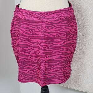 Greg Norman Play Dry Pink Tiger Stripe Golf/Pickelball‎ Skirt/Skort Sz L NEW